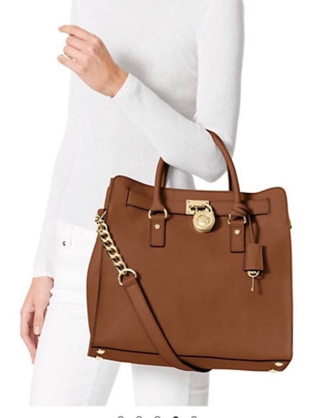 Michael Kors Hamilton Camel Brown Leather Large Tote